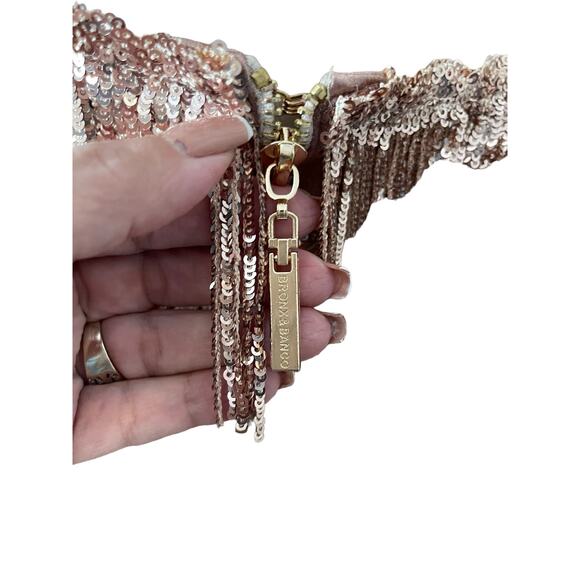 Bronx and Banco Isle Mini Dress Fringe Sequin Halter Neck Cocktail Gold Size 8 - Picture 13 of 15
